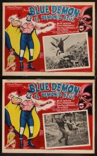 4w019 DEMONIO AZUL 8 Mexican LCs '65 cool images of Mexican masked wrestler Blue Demon!