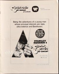 4w795 CLOCKWORK ORANGE pressbook '72 Stanley Kubrick classic, Philip Castle art!