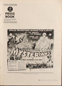 4w824 MYSTERIANS pressbook '59 Ishiro Honda, they're abducting Earth's women & leveling its cities