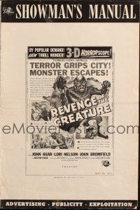4w829 REVENGE OF THE CREATURE pressbook '55 lots of 3-D ads & info about both releases!