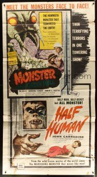 4x208 MONSTER FROM GREEN HELL/HALF HUMAN 3sh '57 twin terrifying terrors in 1 towering thrill show