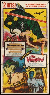 4x209 MONSTER THAT CHALLENGED THE WORLD/VAMPIRE 3sh '57 two horror hits in a double-shock show!