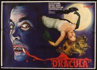 4x086 HORROR OF DRACULA linen German 33x47 R60s Hammer vampires, best different horror artwork!