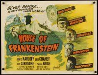 4x003 HOUSE OF FRANKENSTEIN 1/2sh R50 Boris Karloff, Lon Chaney Jr. & all-star monster cast!