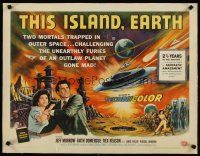 4x040 THIS ISLAND EARTH linen style B 1/2sh '55 challenging furies of an outlaw planet gone mad!
