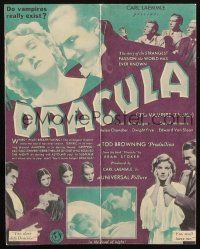 4x028 DRACULA herald '31 Tod Browning, Bela Lugosi vampire classic, cool images & art!