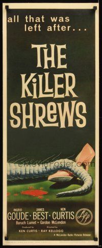 4x007 KILLER SHREWS insert '59 classic horror art of all that was left after the monster attack!