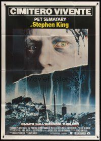 4x189 PET SEMATARY Italian 1p '89 Stephen King's best selling thriller, cool graveyard image!