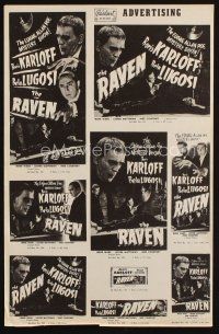 4x178 RAVEN pressbook supplement R49 Boris Karloff & Bela Lugosi meet Edgar Allan Poe,horror classic