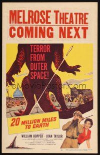 4x013 20 MILLION MILES TO EARTH WC '57 out-of-space creature invades the Earth, cool monster art!