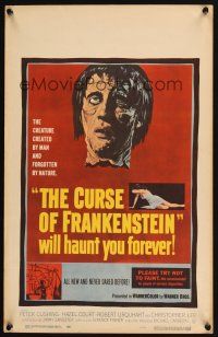 4x016 CURSE OF FRANKENSTEIN WC '57 Hammer, cool close up artwork of monster Christopher Lee!