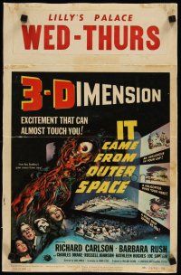 4x018 IT CAME FROM OUTER SPACE linen WC '53 Ray Bradbury, classic 3-D sci-fi, cool artwork!