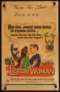 4x019 LEECH WOMAN WC '60 deadly female vampire drained love & life from every man she trapped!