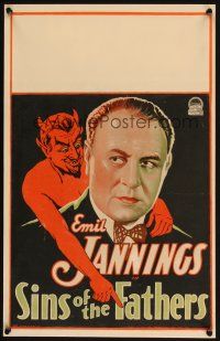 4x021 SINS OF THE FATHERS WC '28 best art of Emil Jannings with Devil looming over shoulder!