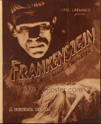 4x025 FRANKENSTEIN herald '31 great close up artwork of Boris Karloff as the monster!