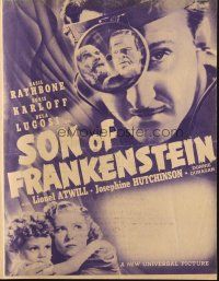 4x027 SON OF FRANKENSTEIN herald '39 Boris Karloff, Bela Lugosi, Basil Rathbone, different images!