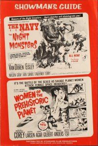 4x167 NAVY VS NIGHT MONSTERS/WOMEN OF PREHISTORIC PLANET pressbook '66 horror/sci-fi double-bill!