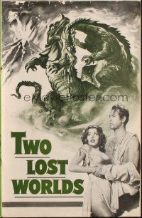 4x173 TWO LOST WORLDS pressbook '50 James Arness, great dinosaur poster artwork!