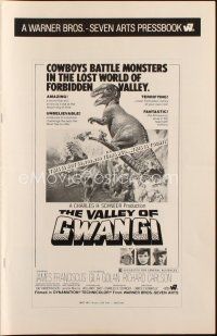 4x174 VALLEY OF GWANGI pressbook '69 Ray Harryhausen, great artwork of cowboys battling dinosaurs!