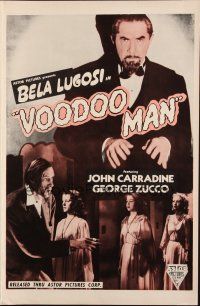 4x175 VOODOO MAN pressbook R50s Bela Lugosi, John Carradine, George Zucco, black magic horror!