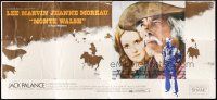 4z015 MONTE WALSH 24sh '70 super close up of cowboy Lee Marvin & pretty Jeanne Moreau!