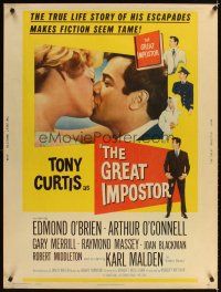 4z317 GREAT IMPOSTOR 30x40 '61 Tony Curtis as Waldo DeMara, faked being a doctor, warden & more!