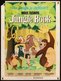 4z318 JUNGLE BOOK 30x40 '67 Walt Disney cartoon classic, great image of Mowgli & friends!