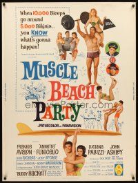 4z327 MUSCLE BEACH PARTY 30x40 '64 Frankie & Annette, 10,000 biceps & 5,000 bikinis!
