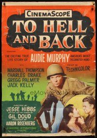 4z348 TO HELL & BACK 30x40 '55 Audie Murphy's life story as a kid soldier in World War II!