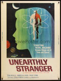 4z351 UNEARTHLY STRANGER 30x40 '64 cool art of weird macabre unseen thing out of time & space!