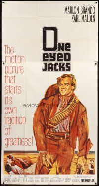 4z037 ONE EYED JACKS 3sh '61 great artwork of star & director Marlon Brando with gun & bandolier!