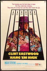 4z227 HANG 'EM HIGH w/COA 40x60 '68 Clint Eastwood, they hung the wrong man, cool art by Kossin!