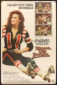 4z237 KANSAS CITY BOMBER 40x60 '72 sexy roller derby girl Raquel Welch, hottest thing on wheels!