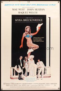 4z242 MYRA BRECKINRIDGE 40x60 '70 John Huston, Mae West & sexy Raquel Welch in patriotic outfit!