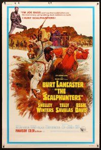 4z246 SCALPHUNTERS w/COA 40x60 '68 great art of Burt Lancaster & Ossie Davis fighting in mud!