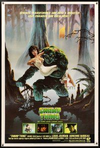 4z255 SWAMP THING 40x60 '82 Wes Craven, cool Hescox art of monster & Adrienne Barbeau!