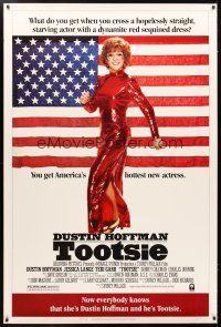 4z260 TOOTSIE 40x60 '82 full-length Dustin Hoffman in drag by American flag!