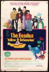4z268 YELLOW SUBMARINE 40x60 '68 wonderful psychedelic art of Beatles John, Paul, Ringo & George!