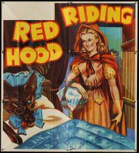 4z044 RED RIDING HOOD stage play English 6sh '30s stone litho of Red by wolf disguised in bed!