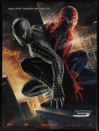 4z133 SPIDER-MAN 3 teaser DS French 1p '07 Sam Raimi, Tobey Maguire in red & black costumes!