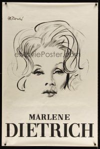4z131 MARLENE DIETRICH French 31x47 '60s cool Rene Bouche art of the sexy acrtress!