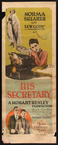 4z057 HIS SECRETARY insert '25 pretty Norma Shearer & Lew Cody in early office romance comedy!