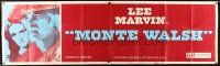 4z094 MONTE WALSH paper banner '70 super close up of cowboy Lee Marvin & pretty Jeanne Moreau!