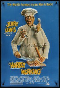 4z095 HARDLY WORKING special 23x34 '81 wacky funny man Jerry Lewis in chef's outfit with 5 arms!