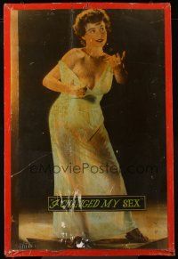 4z004 I CHANGED MY SEX 40x60 '50s sultry man/woman in sheer nightgown full-length & beckoning!