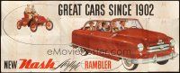 4z011 NASH RAMBLER billboard poster '50s the new Airflyte convertible by a 1902 model!