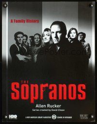 4z087 SOPRANOS book tie-in teaser standee '99 James Gandolfini, Lorraine Bracco, mafia TV series!