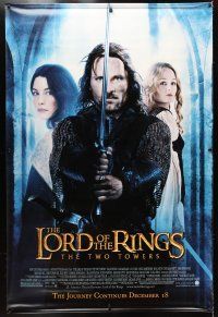 4z173 LORD OF THE RINGS: THE TWO TOWERS vinyl banner '02 Peter Jackson epic, Viggo Mortensen!