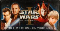 4z177 PHANTOM MENACE 2-sided video vinyl banner R00 George Lucas, Star Wars Episode I!