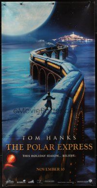 4z181 POLAR EXPRESS vinyl banner '04 Tom Hanks, Robert Zemeckis directed, cool fantasy image!
